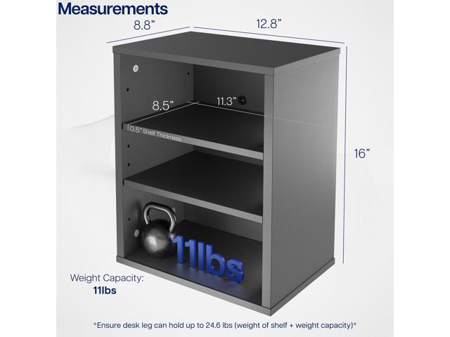 VIVO Black Clamp-on Desk Leg Shelving Unit, Multi-Level Storage Shelves