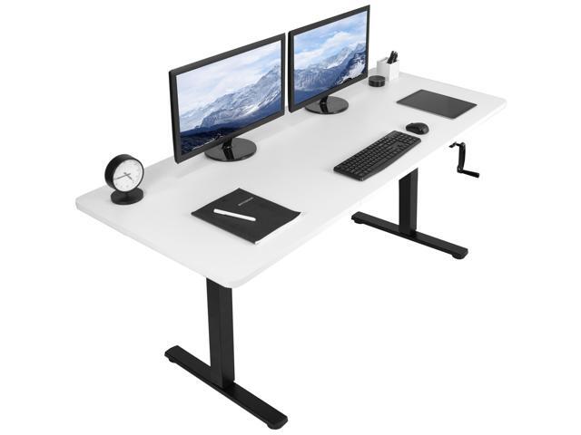 VIVO Manual 71 x 30 Stand Up Desk Workstation, White Table Top, Black Frame