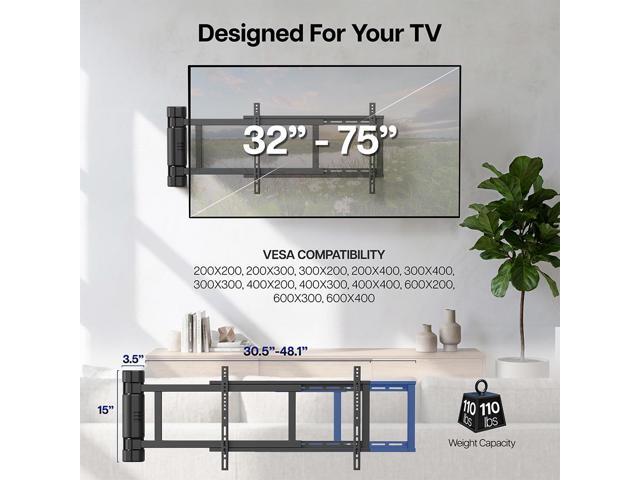 VIVO Steel Low Profile Electric Adjustable Swing 32' to 75' TV Wall Mount
