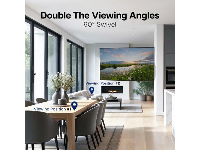 VIVO White Steel Low Profile Electric Adjustable Swing 32' to 75' TV Wall Mount
