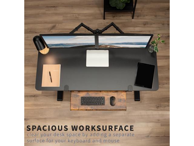 VIVO Rustic Vintage Brown Clamp-on Keyboard and Mouse Under Desk Slider Tray