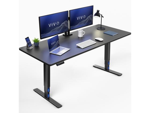 VIVO Electric 71' x 30' Stand Up Desk Workstation, Black Table Top, Black Frame
