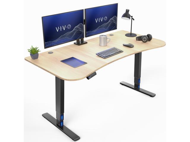 VIVO Electric 63' x 32' Stand Up Desk, Light Wood Table Top, Black Frame