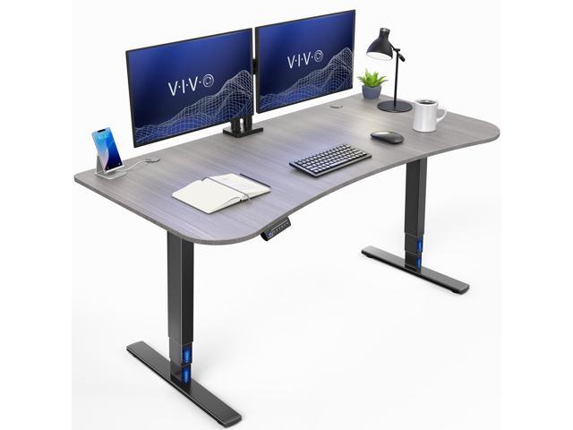 VIVO Electric 63' x 32' Stand Up Desk, Dark Gray Table Top, Black Frame