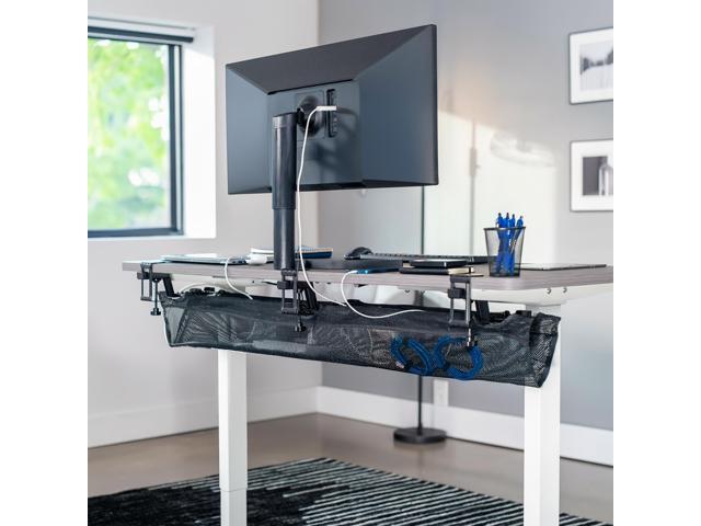 VIVO Black 55' Clamp-on Under Desk Cable Net, Mesh Cable Management