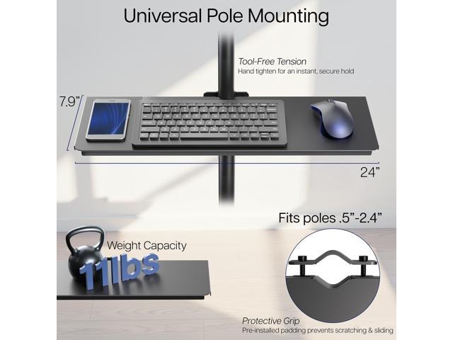VIVO Clamp-on 24' x 8' Utility Shelf Pole Mount, Fits TV Carts, Stands, & More