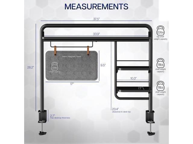 VIVO Clamp-on 38' Desktop Shelving System with Magnetic Memo Board