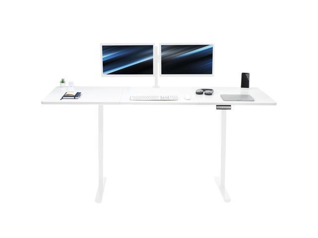 VIVO Electric Dual Motor 83 x 30 Standing Desk, White Top, White Frame