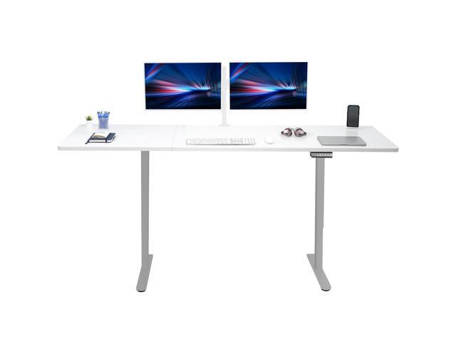 VIVO Electric Dual Motor 83 x 30 Standing Desk, White Top, Gray Frame