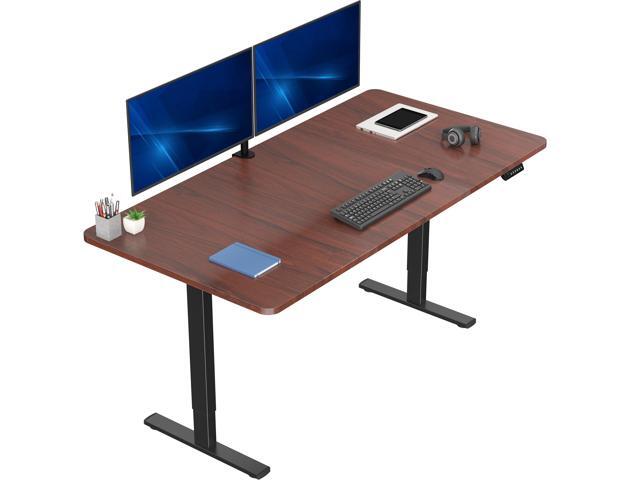 VIVO Electric 71 x 36 Stand Up Desk, Dark Walnut Table Top, Black Frame