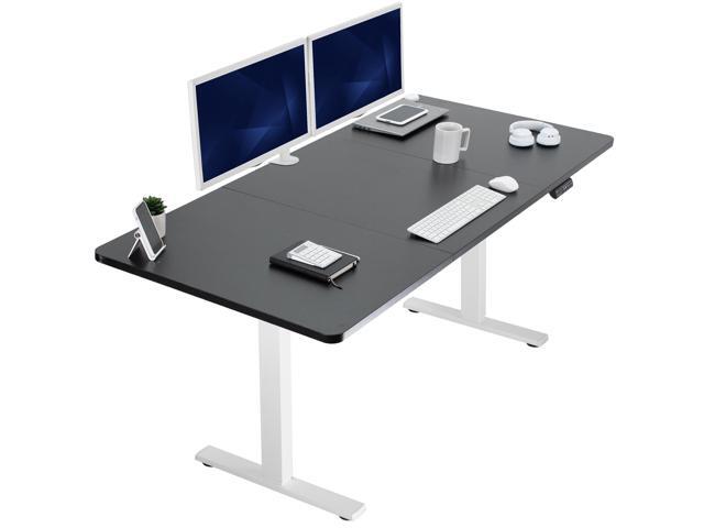 VIVO Electric 71 x 36 Stand Up Desk, Black Table Top, White Frame