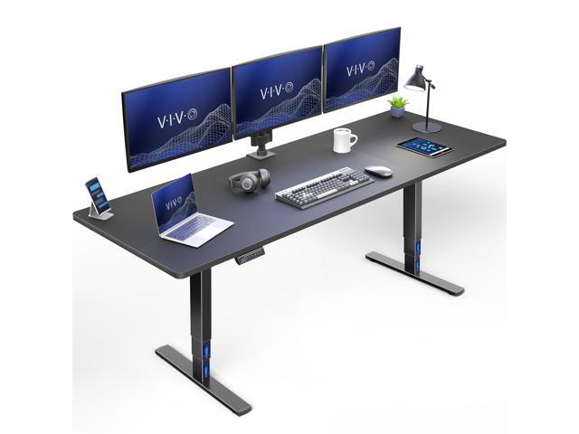 VIVO Electric 83' x 30' Stand Up Desk Workstation, Black Table Top, Black Frame