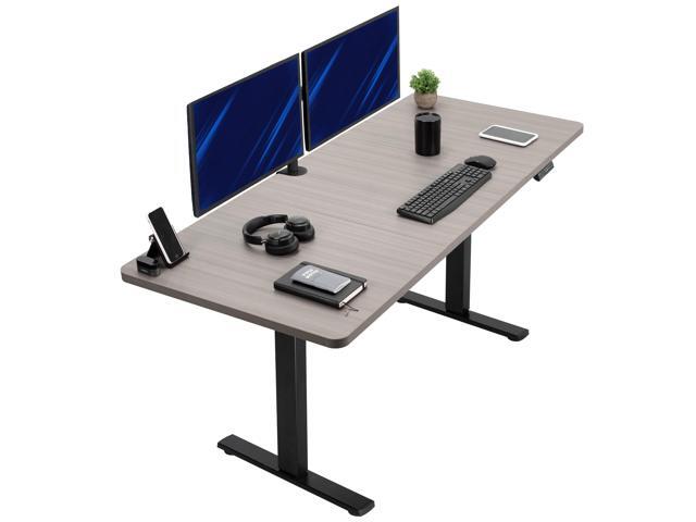 VIVO Electric 71 x 30 Stand Up Desk, Dark Gray Table Top, Black Frame