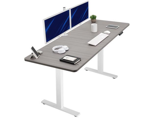 VIVO Electric 71 x 30 Stand Up Desk, Dark Gray Table Top, White Frame