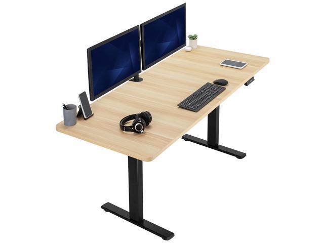 VIVO Electric 71 x 30 Stand Up Desk, Light Wood Table Top, Black Frame