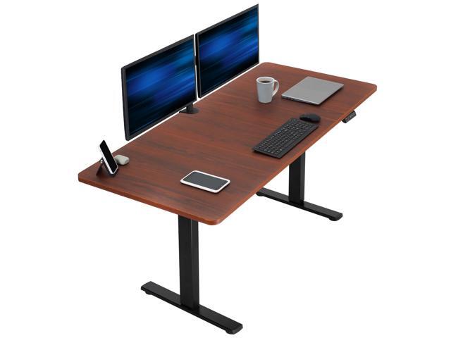 VIVO Electric 71 x 30 Stand Up Desk, Dark Walnut Table Top, Black Frame