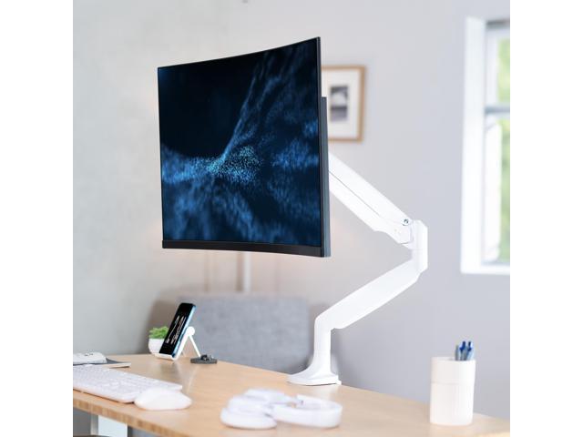 VIVO White Aluminum Single Monitor Pneumatic Arm Desk Mount, Up to 32' Screens