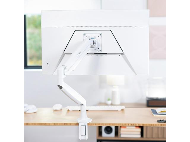 VIVO White Aluminum Single Monitor Pneumatic Arm Desk Mount, Up to 32' Screens