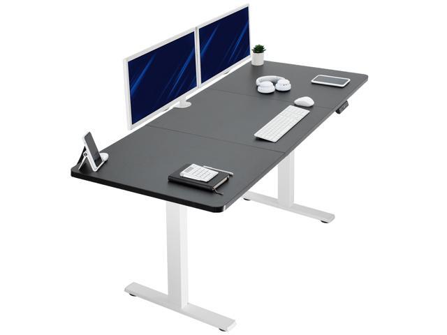 VIVO Electric 71 x 30 Stand Up Desk Workstation, Black Table Top, White Frame