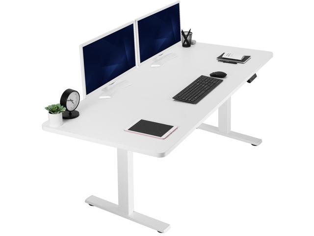 VIVO Electric 71 x 30 Stand Up Desk Workstation, White Table Top, White Frame