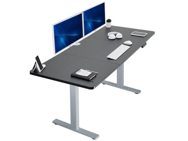 VIVO Electric 71 x 30 Stand Up Desk Workstation, Black Table Top, Gray Frame