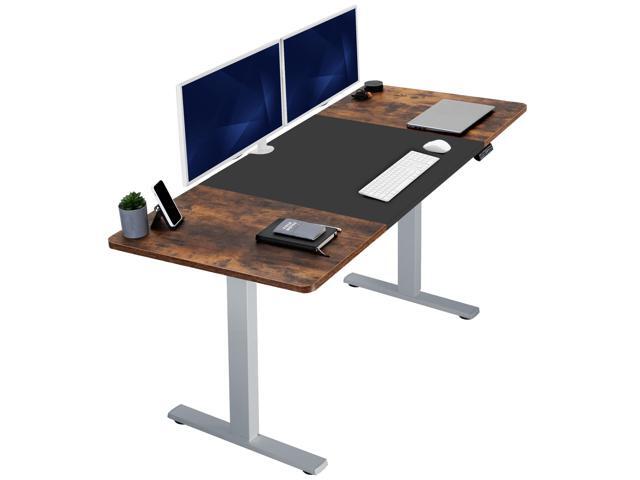 VIVO Electric 71 x 30 Stand Up Desk, Black & Rustic Vintage Brown Top, Gray Frame