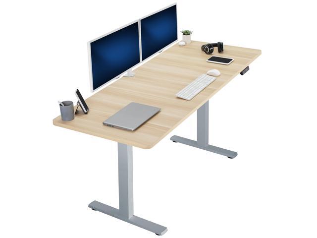 VIVO Electric 71 x 30 Stand Up Desk, Light Wood Table Top, Gray Frame