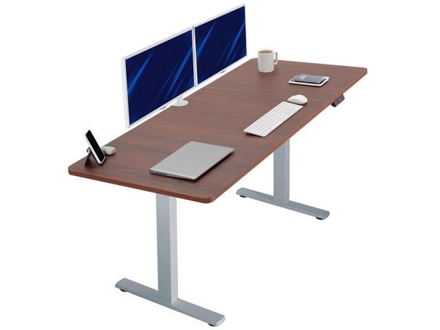 VIVO Electric 71 x 30 Stand Up Desk, Dark Walnut Table Top, Gray Frame