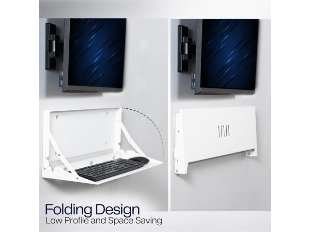 VIVO White Flip Down 24 inch Keyboard Tray Wall Mount with Mouse Pad