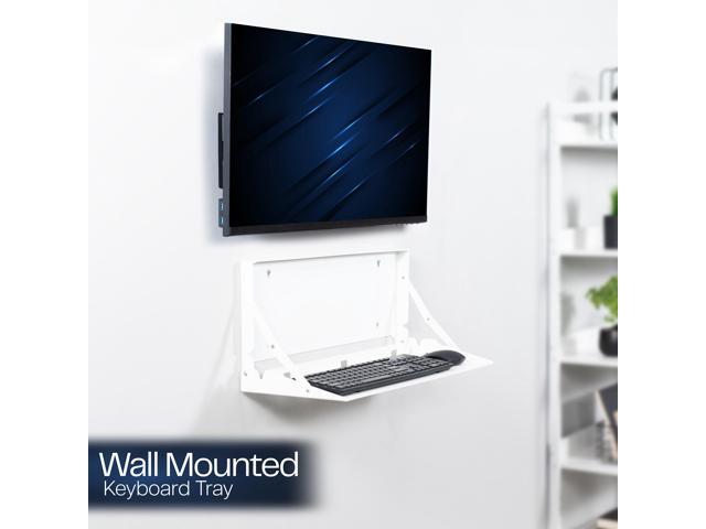 VIVO White Flip Down 24 inch Keyboard Tray Wall Mount with Mouse Pad