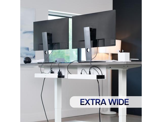 VIVO White Extra Deep Under Desk Cable Management Trays - 2 Pack