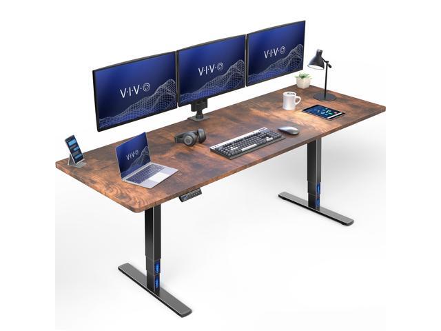 VIVO Electric 83' x 30' Stand Up Desk, Vintage Brown Table Top, Black Frame