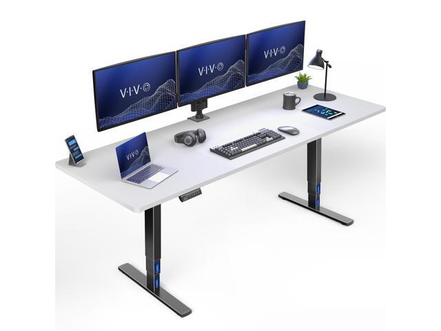 VIVO Electric 83' x 30' Stand Up Desk Workstation, White Table Top, Black Frame