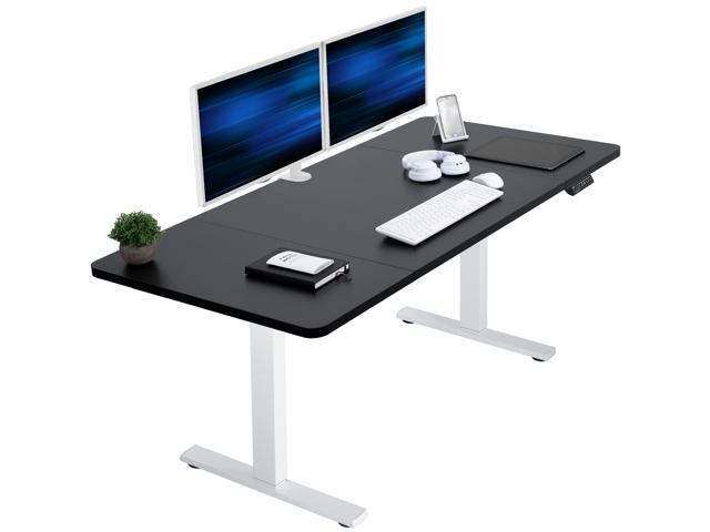 VIVO Electric 60 x 30 Stand Up Desk Workstation, Black Table Top, White Frame