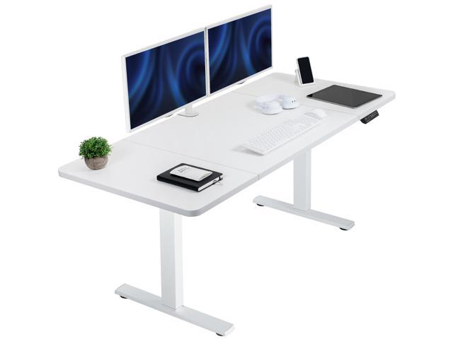 VIVO Electric 60 x 30 Stand Up Desk Workstation, White Table Top, White Frame