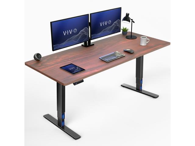 VIVO Electric 71' x 30' Stand Up Desk, Dark Walnut Table Top, Black Frame