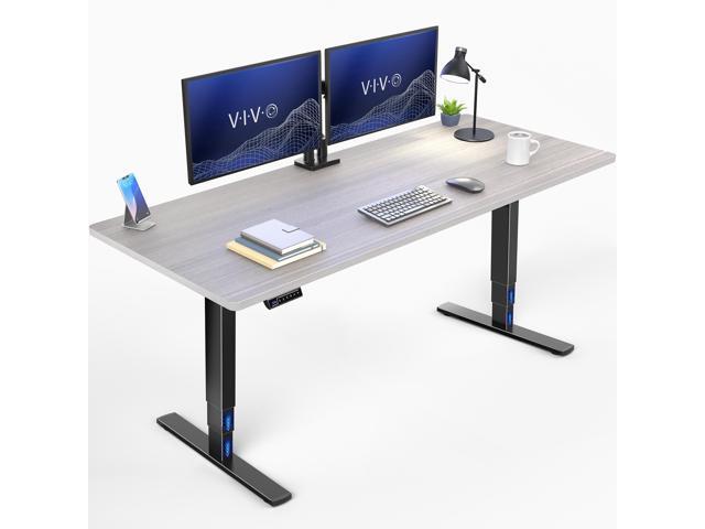 VIVO Electric 71' x 30' Stand Up Desk, Dark Gray Table Top, Black Frame