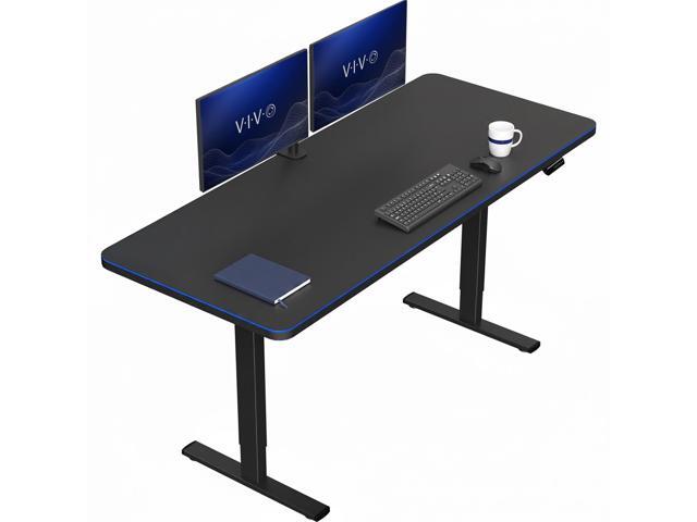 VIVO Electric 71 x 30 Stand Up Desk with RGB, Black Table Top, Black Frame