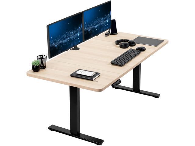 VIVO Electric 60 x 30 Stand Up Desk Workstation, Light Wood Top, Black Frame