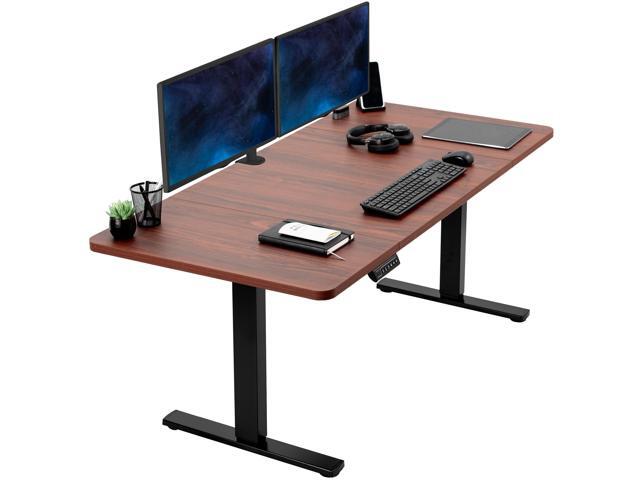 VIVO Electric 60 x 30 Stand Up Desk Workstation, Dark Walnut Top, Black Frame