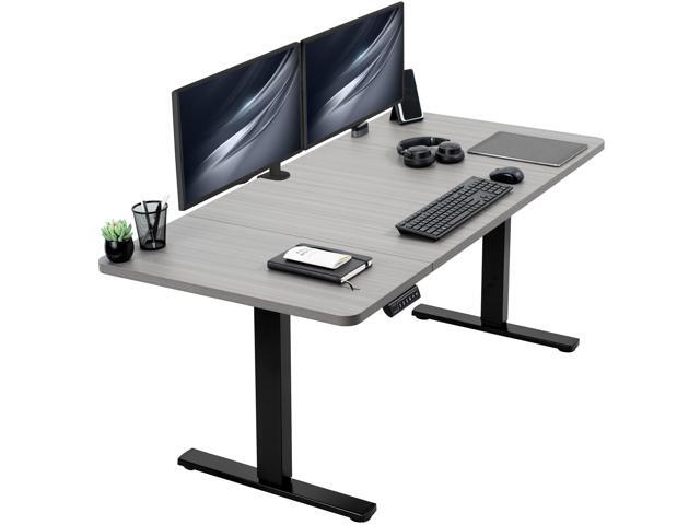 VIVO Electric 60 x 30 Stand Up Desk Workstation, Dark Gray Top, Black Frame