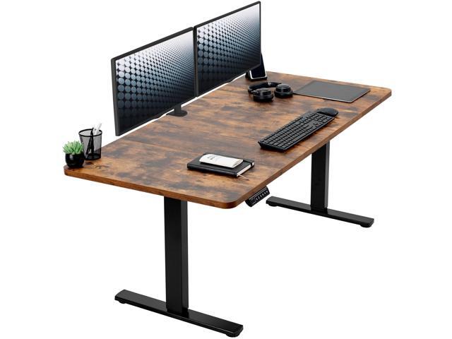 VIVO Electric 60 x 30 Stand Up Desk, Rustic Vintage Brown Top, Black Frame