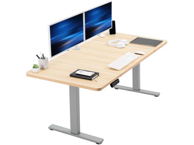VIVO Electric 60 x 30 Stand Up Desk Workstation, Light Wood Top, Gray Frame