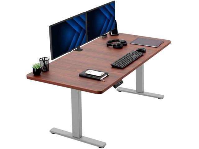 VIVO Electric 60 x 30 Stand Up Desk Workstation, Dark Walnut Top, Gray Frame