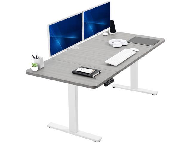 VIVO Electric 60 x 30 Stand Up Desk Workstation, Dark Gray Top, White Frame