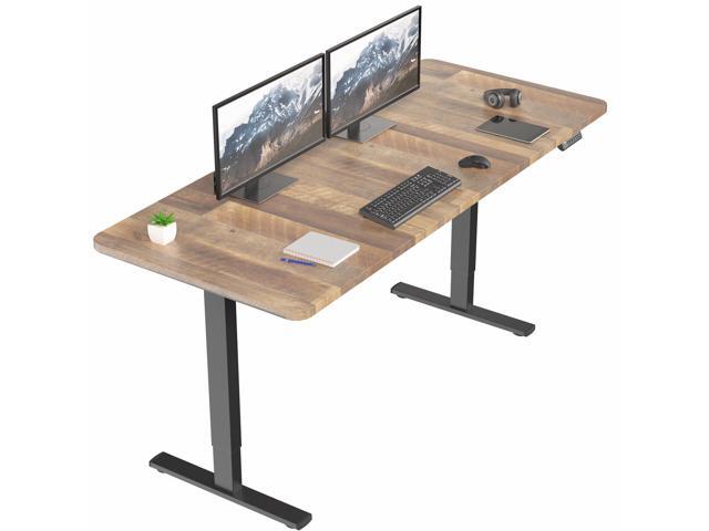 VIVO Electric 71 x 30 Stand Up Desk, Reclaimed Wood Table Top, Black Frame