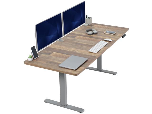 VIVO Electric 71 x 30 Stand Up Desk, Reclaimed Wood Table Top, Gray Frame