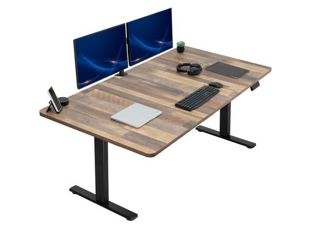 VIVO Electric 71 x 36 Stand Up Desk, Reclaimed Wood Table Top, Black Frame