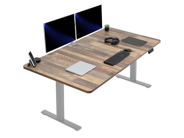 VIVO Electric 71 x 36 Stand Up Desk, Reclaimed Wood Table Top, Gray Frame