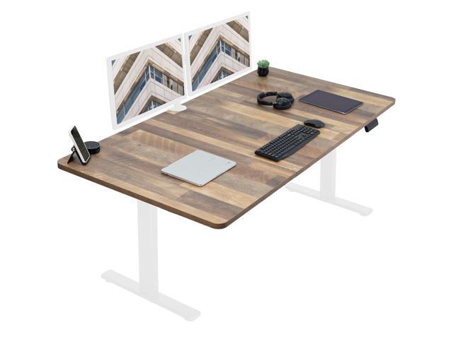 VIVO Electric 71 x 36 Stand Up Desk, Reclaimed Wood Table Top, White Frame